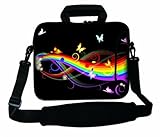 Entrega: E. U. Luxburg 14 \"Pulgadas Bolso Bandolera Caja Funda calcetín para para portátil Blanda con asa – Mariposas & Multicolor