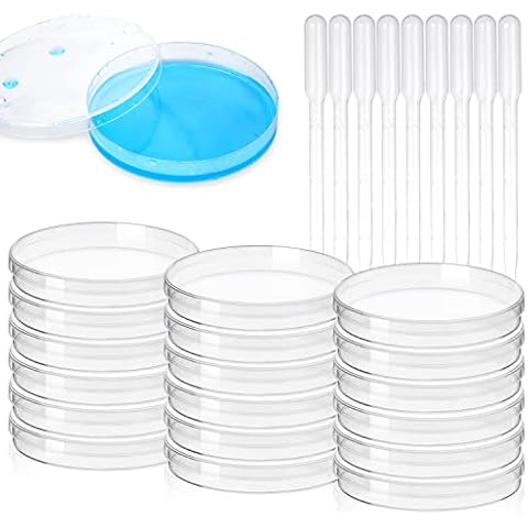 PRECIPETTE 85mm Petrischale 40pcs Petrischalen mit Deckel Kunststoff Steril Transparent Labor Zellgewebe Petrischalen mit 100pcs Pipette (85 * 13mm) Cover