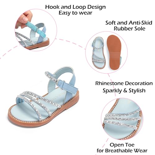 Image of PHIRAMIN Toddler Girl Sandals - Flower Girl Dress Shoes Open Toe Little Kid Flats
