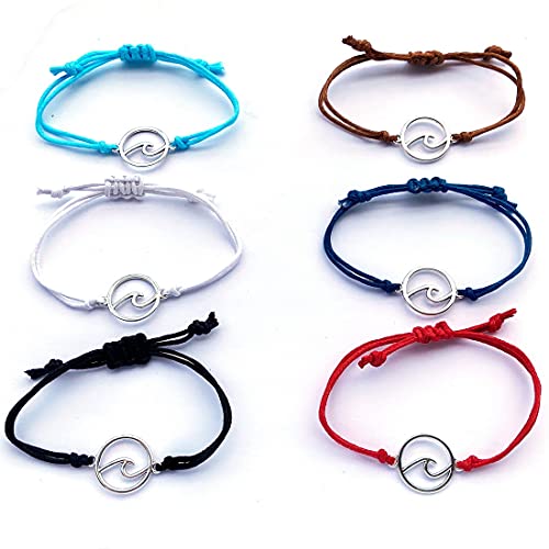 DOLON 6PCS Adjustable Unisex String Ocean Wave Charm Bracelets Set Handmade Friendship Holiday Beach Wish Jewelry Gift3