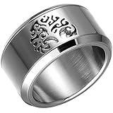Jude Jewelers 12mm Stainless Steel Tree of Life Wedding Band Anniversray Promise Ring (Silver, 8)