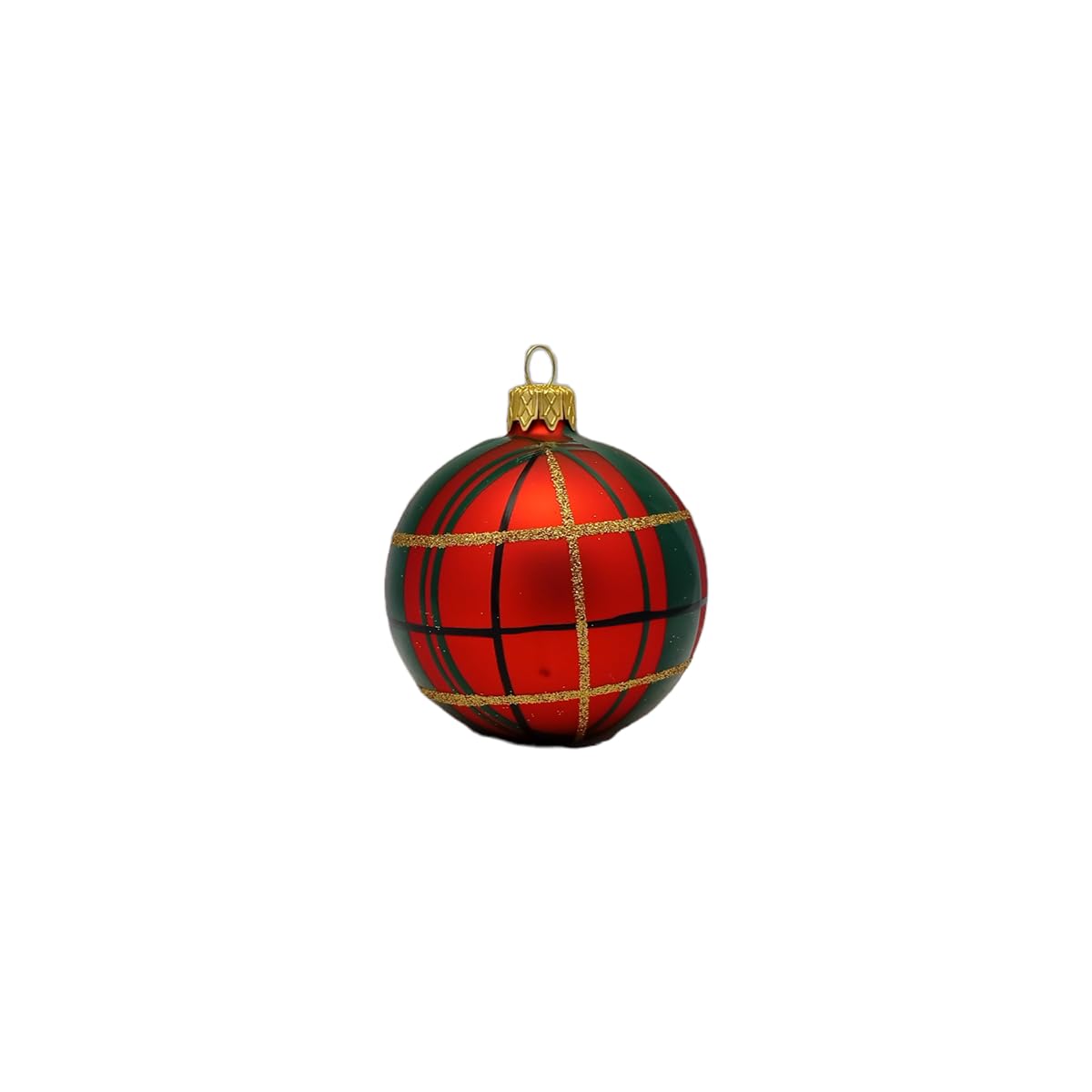 Christbaumschmuck 40-TLG.Set Karo, rot, grün, Gold schottisch bemalt, mundgeblasen, Exclusiv