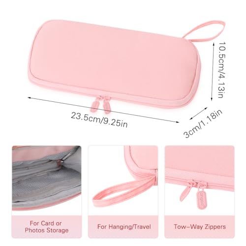 Image of iSuperb Pencil Case Portable Pencil Pouch Large Capacity Pen Bag Handheld Pen Case Cosmetic Stationery Storage for Women Adult (Pink)