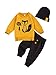 Loalirando 3 PCS Completo Bambino Neonato Felpa Senza Cappuccio Stampa Animali dei Cartoni Animati+Pantaloni Sportivi+Cappello per Neonato (Giallo, 18-24 Mesi)