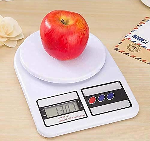 Image of Digital Kitchen Weighing Scale 0.1 gm to 10 kg Portable Weighting Machine for Home Electronic LCD Black Display Measuring Cooking Vegetable Fruit Multipurpose