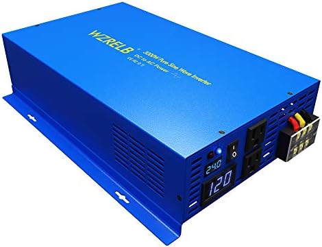 WZRELB 3000Watt Pure Sine Wave Car Power Inverter 24V DC to 120V AC with Dual AC Outlets for Off Grid System, Hardwire Terminal, Solar Inverter Converter