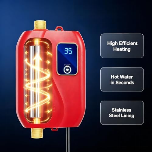 Tankless Heater Electric 110V 3000W Instant Heater with Adjustable Temperature Under Sink Heater for Garages Kitchens RV - 5