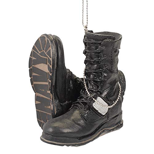 Midwest-CBK Navy Boot Military Black Resin Stone 3 x 3 Christmas Decorative Hanging Ornament