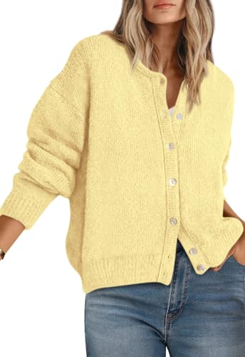 Image of PRETTYGARDEN Long Sleeve Crewneck Button Down Womens Sweaters Fall Open Front Chunky Cardigan Sweaters for Women 2026