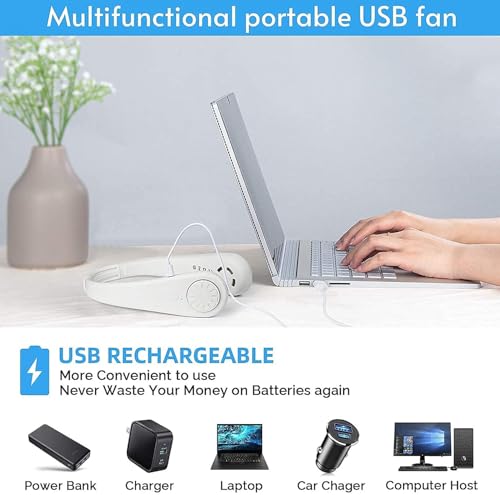 Image of TMY Portable Hanging Bladeless Neck Fan (PINK) | Rechargeable Battery Operated Personal Fan | 3 Speed Wearable Cooling Fan | Hands-Free USB Neck Fan for Travel, Office, Outdoor & Gym (1305) (TMY44)