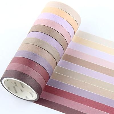 YUBBAEX 12 Rolls Washi Tape Set Natural Color Decorative Tapes for Arts, DIY Crafts, Journals, Planners, Scrapbook, Wrapping Wide -Salty Morandi- (Morandi, 8mm x 12Rolls)