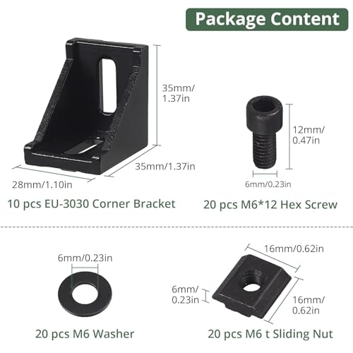 10x EYPINS Befestigungsmaterial Winkel Schwarz, Aluprofil 30x30 Nut 8 Winkelverbinder Eckwinkel Eckverbinder Wandhalter 90° Winkel Raster für Strebenprofil 3D-Drucker CNC-Router DIY-Projekte