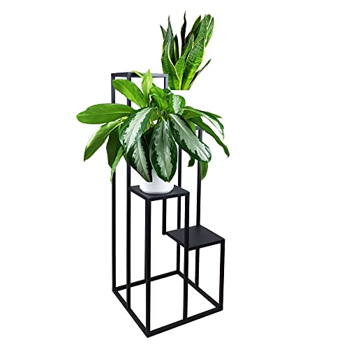 Forvega, Vierfacher Blumentopfhalter Quatro, Blumentopf , Betontopf Blumentopf, Pflanzgefäß, Blumenständer, Übertopf, Pflanzenständer, Garten, Deko, Terasse, Außenbereich 112 cm, schwarz Cover