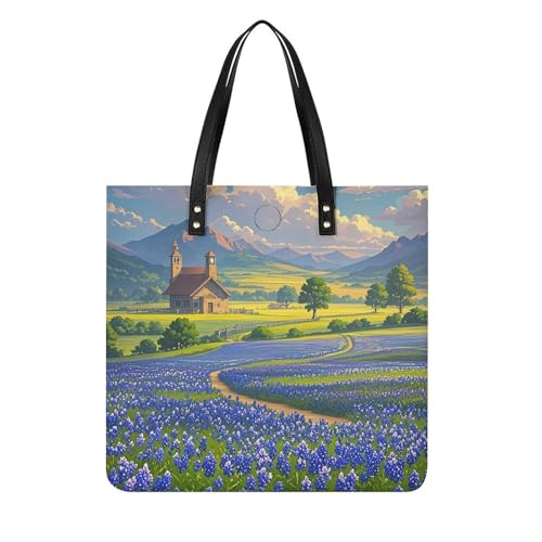 Sac fourre-tout pour femme Texas Bluebonnets sac à main cuir blanc 39cm