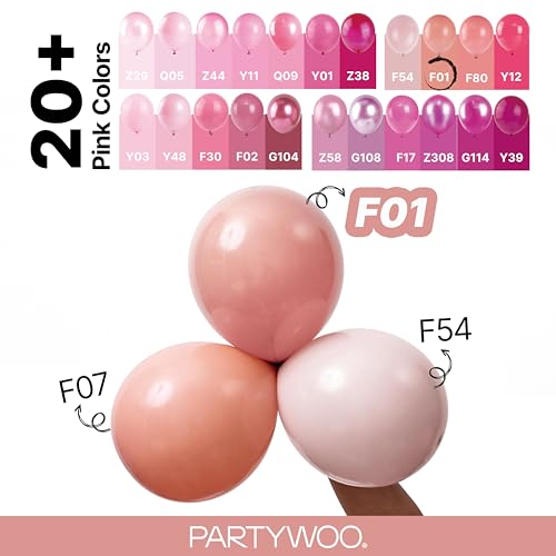 Image of PartyWoo Dusty Pink Balloons 100pcs Different Sizes of 18 12 10 5 Inch Blush Pink Dusty Rose Boho Netural Balloon Arch Kit Garland for Baby Shower Princess Girl Birthday Party Decorations Pink-F01