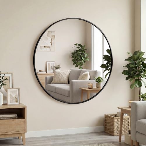Image of NEWBULIG 24 Inch Round Wall Mirror, Bathroom Mirrors for Over Sink