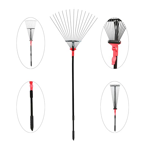 Image of DAP Telescopic Metal Rake, 31 to 64 Inch Adjustable Expanding Handle Rake for Quick Clean Up of Lawn and Yard, Garden Leaf Rake and Roof | Garden Broom with Long Handle for Leaves