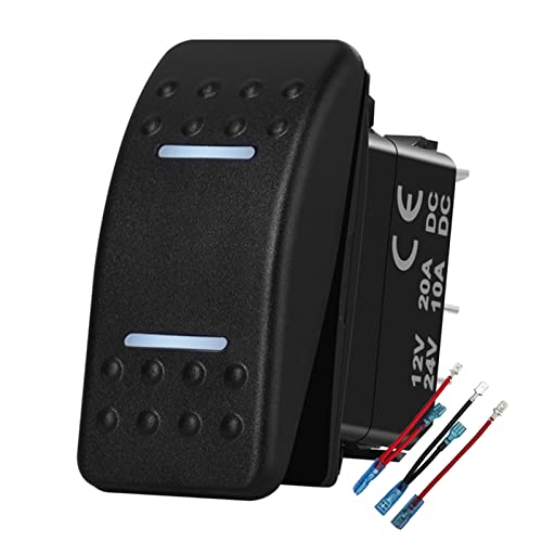 Image of RV Camper Button Rocker Switch with Wires 5Pin ON-Off SPST 12V 24V for Car Marine Boat Lorry - Dual White Led Light Bar