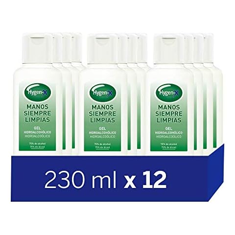 Hygen-X Gel Hidroalcohólico Desinfectante para Manos 230 ml - Paquete Familiar de 12 Piezas Cover