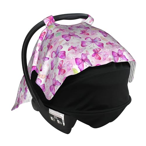 Image of Butterfly Car Seat Canopy Cover Multi Use Nursing Cover for Newborn Car Seat Canopy Mom Nursing Breastfeeding Covers Newborn Shower Gifts