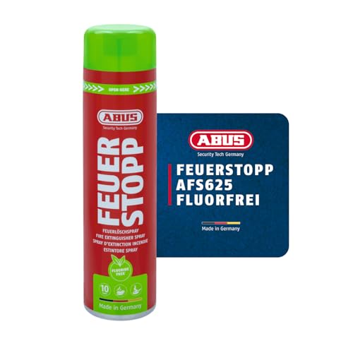 ABUS Feuerlöschspray Feuerstopp AFS625 fluorfrei - handlicher Feuerlöscher gegen Entstehungsbrände der Brandklassen 5A und 5F - lange haltbar - Made in Germany - für Haushalt, Küche, Camper und Grill