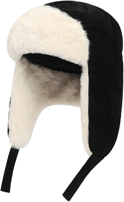 Winter Children's Warm hat with Plush Lining for Warm Ears (Polyester, Black)