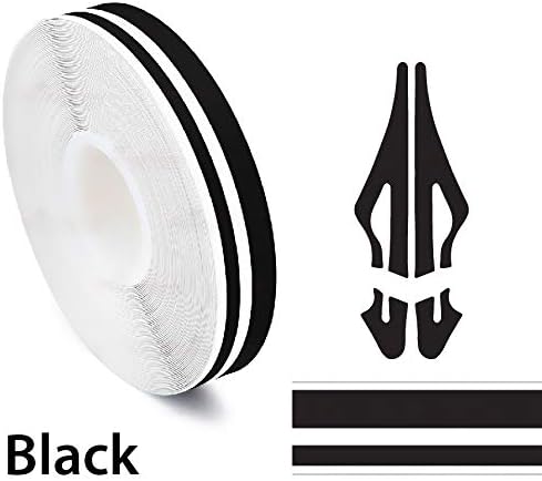 2 Rolls 33Ft (9.8m) Pinstripe Solid Pinstriping Tape Vinyl Car Decal Sticker Glossy 5mm + 2mm (White/Black/Grey/Red/Silver/Blue/Gold) Auto Car Pinstripe Tape (Black)