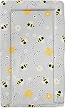 Babycurls Baby Changing Mat with Foam Raised Soft Edges for Babies from Birth Upwards Wipe Clean and Waterproof Nappy Change Pad 76 x 45cm (Grey Bee)