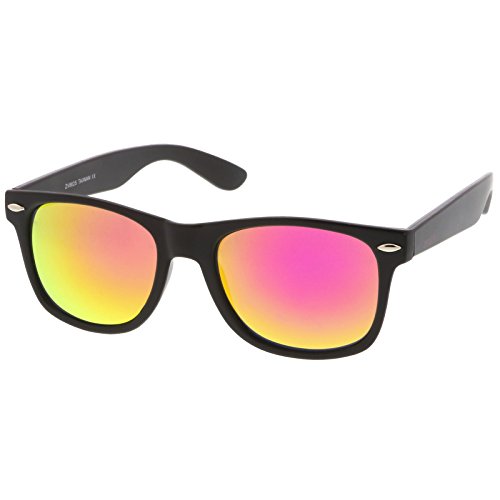 Image of zeroUV - Classic Colored Mirror Lens Square Horn Rimmed Sunglasses for Men Women