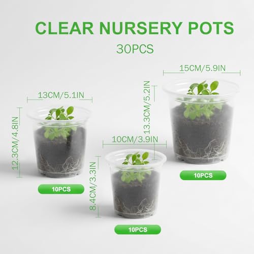 Pots de fleurs en plastique transparent 4/5/6" à drainage optimal