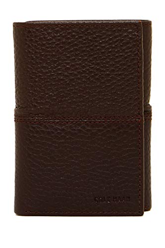 Cole Haan Men's Pebble Leather Trifold Wallet (Chocolate)