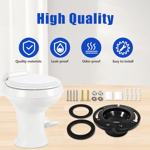 Image of RV Toilet Seal and 3 inch Socket Floor Flange Kit Fit for Dometic 300 /310 /320 RV Toilets, 385311658 RV Toilet Seal Replacement | 385345892 Flange | 385311652 Base Seal Gasket