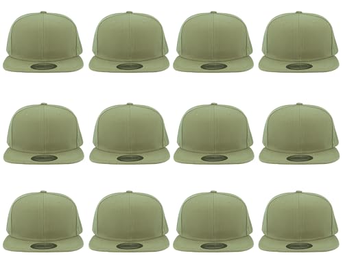 Image of Gelante Plain Blank Flat Brim Adjustable Snapback Baseball Caps Wholesale LOT 12 Pack