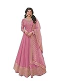 Alamara Fashion Ready To Wear Indian Pakistani Party Wear Wedding Wear Abhay Style Anarkali Gown Suit for Women (Pink 2, L)