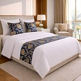 SEESNOW Jacquard Bed Runner Set with 2 Pillow Covers, Decorative Bed Scarf for Twin, Queen and King Beds, Matching Cushion Covers for Bedroom, Guest Room and Bedding Decor