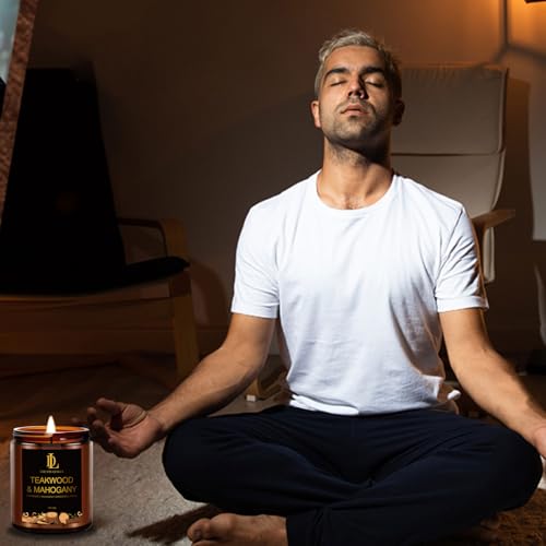 Teakwood & Mahogany Candles, Teakwood Mahogany Scented Candle, Natural Soy Candles for Home Scented, Long Lasting with 50 Hour Burn Time, Gifts for Men Women - Thumbnail 4