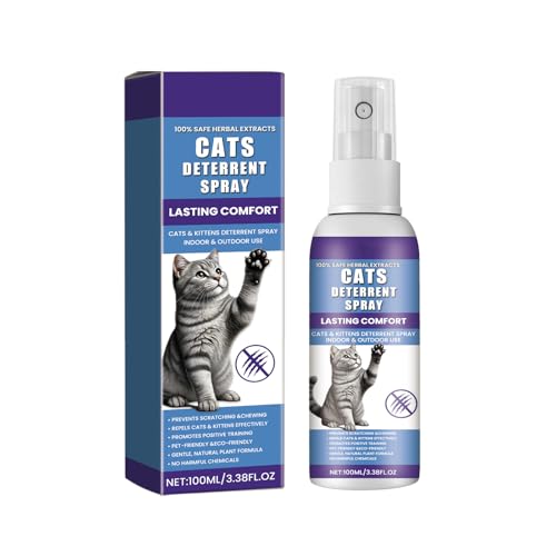 Spray repellente per gatti, spray antigraffio, protezione per divano, gatti, ideale per uso interno ed esterno, con gatto e gattini, 100 ml