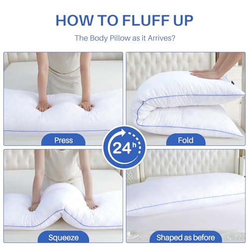 YZ HOME Long Body Pillow for Adults - Firm Body Pillow Insert with Shredded White Memory Foam, Adjustable Height, Soft Support for Side Sleeping, Pregnant Women, Washable
