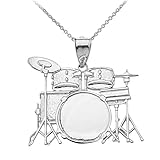 Sterling Silver Music Drum Set Pendant Necklace, 16'