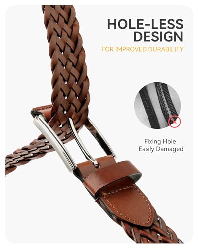 CHAOREN Braided Belts Men Leather - 1 3/8" Casual Woven Belts for Men - Handcrafted Softness for Jeans3