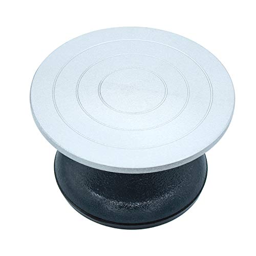 Colouredpeas 12 Inch Pottery Wheel Heavy Cast Iron Metal Pottery Decorating Banding Wheel Sculpting Wheel Construction Joint with Ball Bearings Non-Skid Rubber Boot (12 Inch)