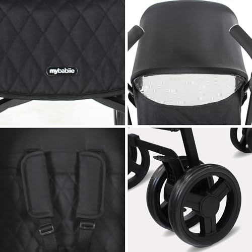 My Babiie MB01 Stroller - from Birth to 4 Years (22kg), Lightweight & Compact Umbrella Fold, Travel Buggy for Toddlers - Black - Image 4
