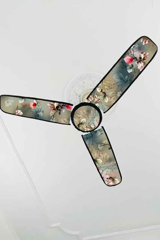 Image of Premium Three Blade Ceiling Fan Cover with attachable Enclosure, Set of 1 Fan Cover (Green).