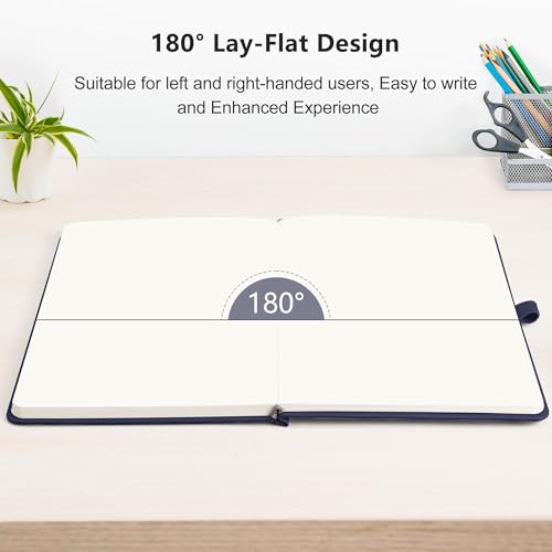 Image of RETTACY Blank Journal Notebook, 192 Pages, A5 Medium Size (5.7'' x 8.3'') | Leather Hardcover, 100 GSM Thick Paper, for Sketching, Drawing, Painting (Navy blue)