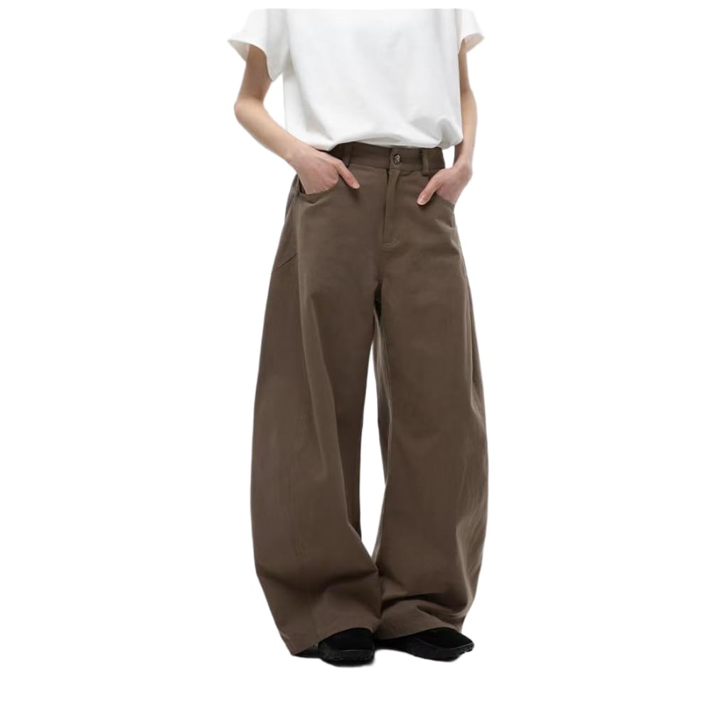 ZBDZSW Pantaloni casual a gamba larga retrò per uomini e donne alla moda tinta unita semplici versatili pantaloni casual
