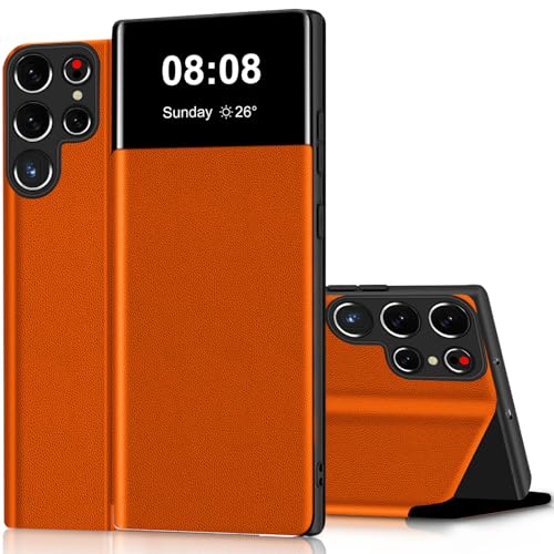 Étui de protection Samsung Galaxy S22 Ultra orange antichoc rabat