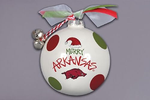 Magnolia Lane Arkansas Razorbacks Santa Hat Ornament with Ribbon, 3.5-inch Diameter, Bells and Gift Box, Home, Home Décor