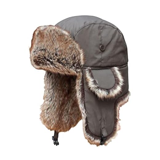 Jade.M.Lau Winter Trooper Trapper Hat Hunting Hat, Unisex Russian Bomber Hat Faux Fur Hat with Ear Flap for Men & Women L Brown
