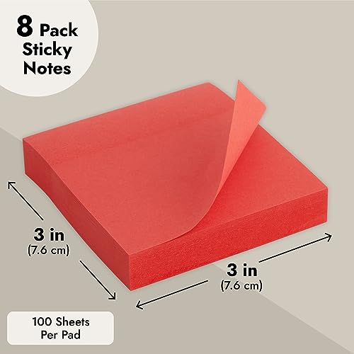 Notes adhésives rouges en lot de 8 blocs repositionnables pour organisation