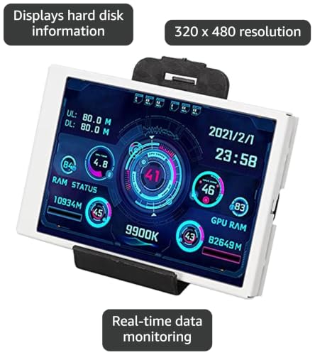 Image of Dpofirs Computer Temp Monitor, 3.5in PC Sensor Panel Display, PC Temperature Display for CPU Hard Disk Data, PC Case Secondary Screen (White)